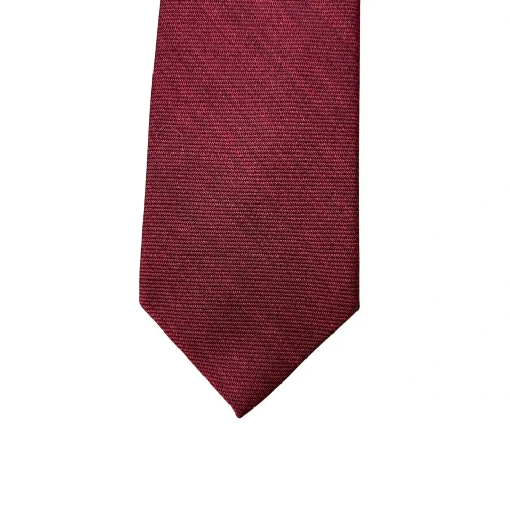 Lands End Mens Burgundy Red Silk Wool Blend Textured Weave Necktie V1512/M3232